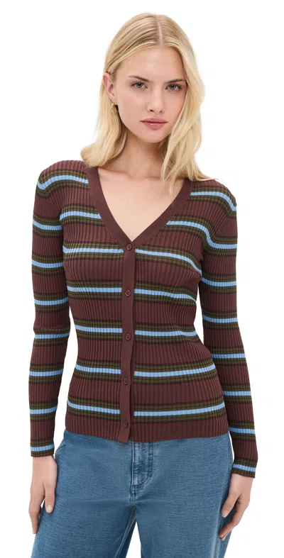 Staud Cargo Sweater Redondo Stripe In Brown