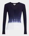 Staud Cargo Tie-dye Ribbed Cardigan In Navy Tie Dye