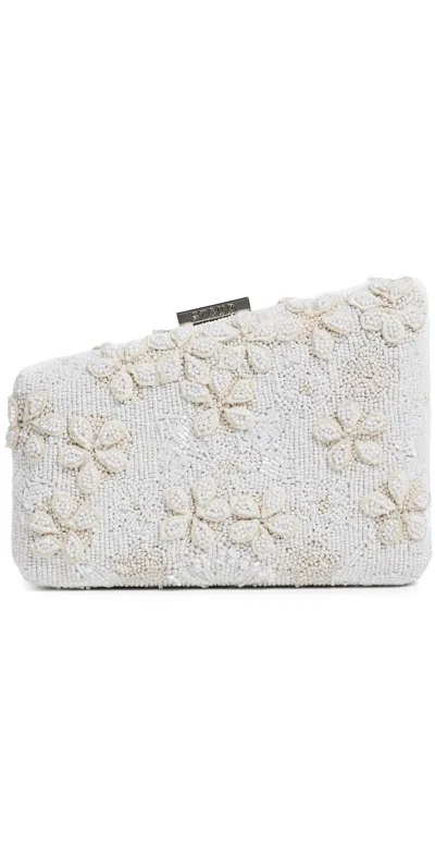 Staud Carmella Beaded Clutch Garden Party In White