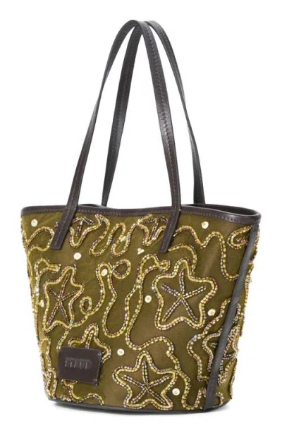 Staud Caro Bucket Bag In Green