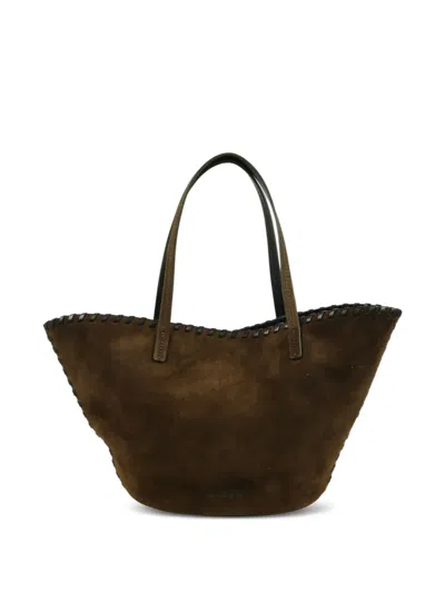 Staud Caro Whipstitched Tote Bag In Red