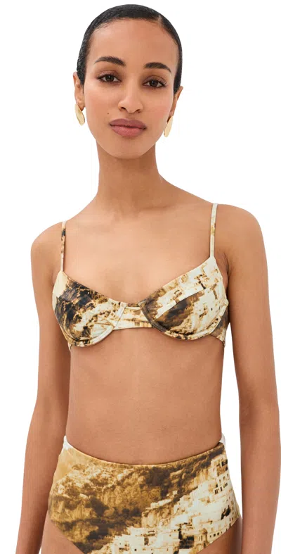 Staud Caroline Bikini Top Cliffside In Brown