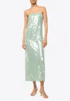 Staud Casey All-over Sequins Midi Dress In Mint