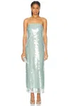 Staud Casey All-over Sequins Midi Dress In Mist
