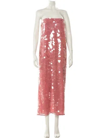 Pre-owned Staud Casey Midi Length Dress W/ Tags In Pink
