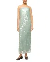 Staud Casey All-over Sequins Midi Dress In Mist