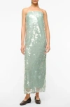 Staud Casey All-over Sequins Midi Dress In Mist