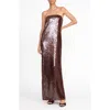 Staud Casey Strapless Sequin Maxi Dress In Bronze