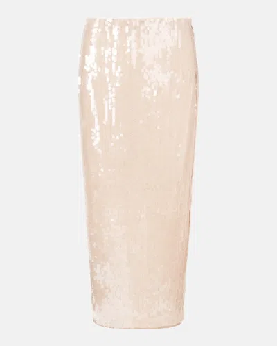 Staud Casey Sequined Midi Skirt In Moon