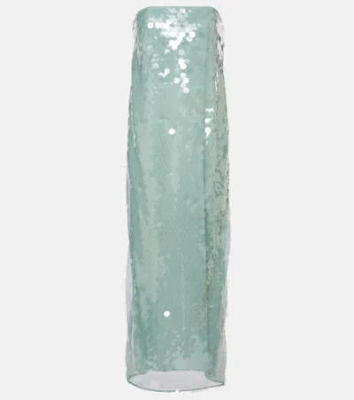 STAUD CASEY SEQUINED STRAPLESS MAXI DRESS