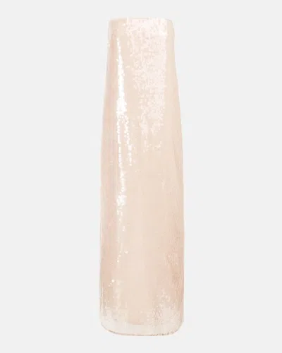 Staud Casey Sequined Strapless Midi Dress In Moon