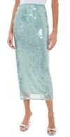 Staud Casey Paillette-embellished Tulle Midi Skirt In Mist