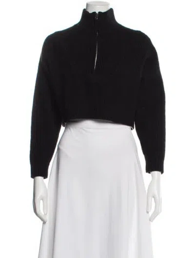 Pre-owned Staud Cashmere Mock Neck Sweater In Black