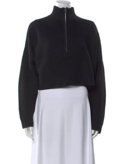 Pre-owned Staud Cashmere Mock Neck Sweater In Black
