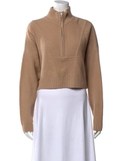 Pre-owned Staud Cashmere Mock Neck Sweater In Brown