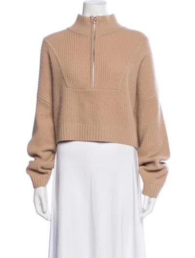 Pre-owned Staud Cashmere Mock Neck Sweater In Brown