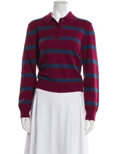 Pre-owned Staud Cashmere Striped Sweater In Burgundy