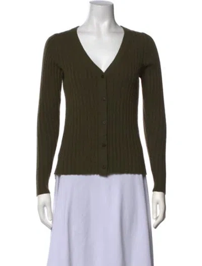 Pre-owned Staud Cashmere V-neck Sweater In Green
