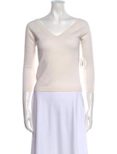 Pre-owned Staud Cashmere V-neck Sweater W/ Tags In White