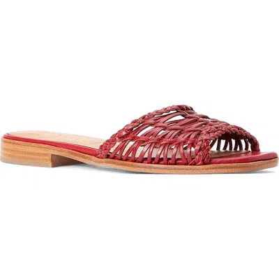 Staud Caspian Woven Slide Sandal In Ruby