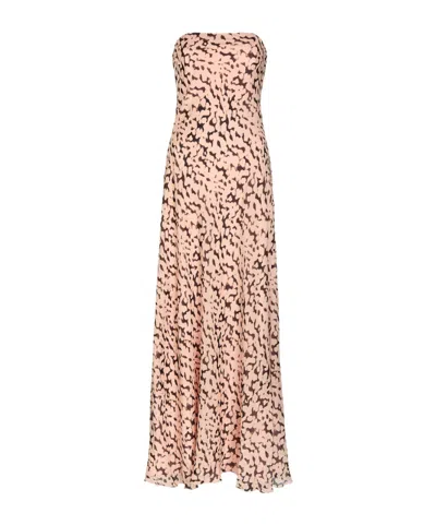Staud Cassie Tortoise-print Silk Midi Dress In Neutral