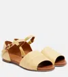 Staud Catherine Leather-trimmed Raffia Sandals In Nude