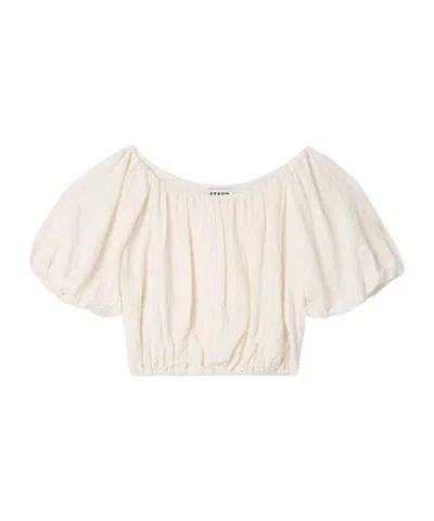 Staud Cayman Cropped Pleated Top In White