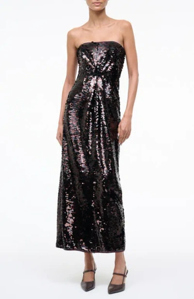 Staud Cece Sequin-embellishment Midi Dress In Black