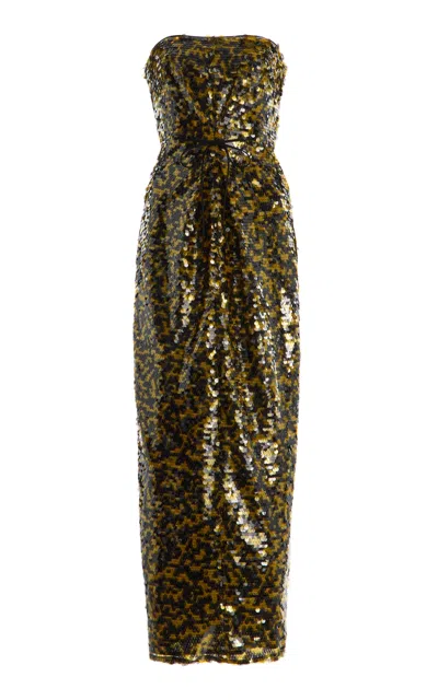 Staud Cece Sequined Midi Dress In Green