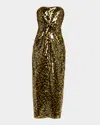 Staud Cece Sequined Strapless Maxi Dress In Black