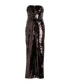 Staud Cece Strapless Sequin-embellished Midi Dress In Brown
