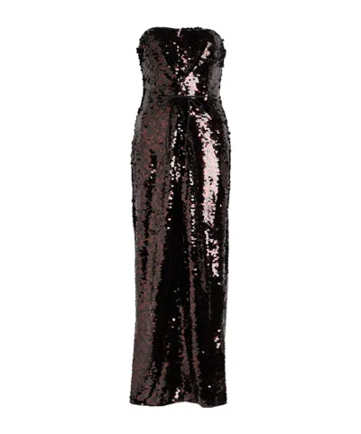 Staud Cece Strapless Sequin-embellished Midi Dress In Brown