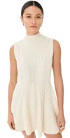 Staud Charade Cable-knit Wool-blend Minidress In Ivory