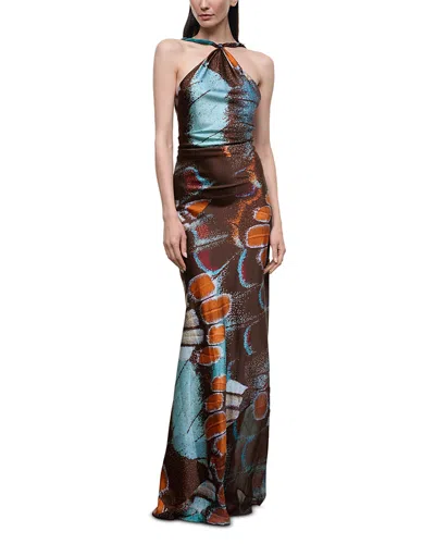 Staud Charlie Stretch Silk Low Back Dress In Multi