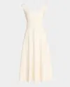 Staud Charlotte A-line Midi Dress In Neutral
