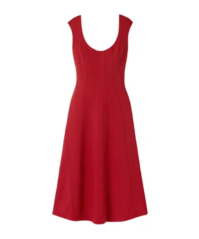 Staud Charlotte Woven Midi Dress In Red