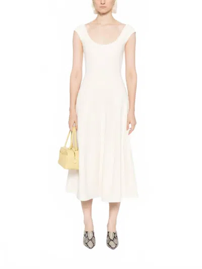 Staud Charlotte Midi Dress In Ecru In White