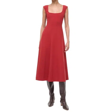 Staud Charlotte Midi Dress In Rouge In Multi