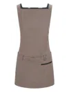 Staud Skyla Sleeveless Drop Waist Sheath Minidress In Brown