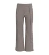 Staud Knack Cropped Gingham Stretch-cady Flared Pants In Brown