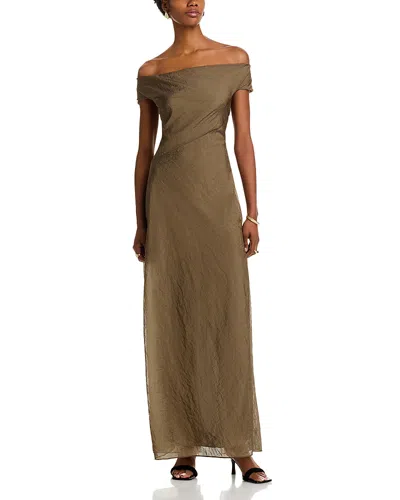 Staud Cheyenne Off-the-shoulder Dress In Green