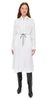 Staud Chi Belted Pleated Cotton-blend Poplin Midi Dress In White