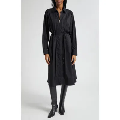 Staud Chi Midi Shirtdress In Black