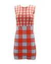 Staud Chili Gingham Dress In Viscose Orange Print In Orange