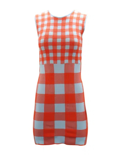 Staud Chili Gingham Dress In Viscose Orange Print