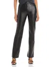 STAUD CHISEL WOMENS FAUX LEATHER HIGH RISE STRAIGHT LEG PANTS
