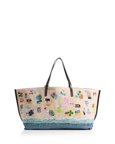 Staud Christos Embroidered Large Beach Tote In Multi