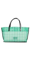 Staud Christos Mini Mesh Tote Jade Gingham