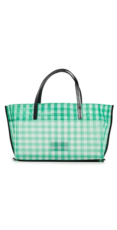 Staud Christos Mini Mesh Tote Jade Gingham