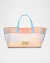 Staud Christos Mini Plaid Mesh Tote Bag In Pastel Clouds